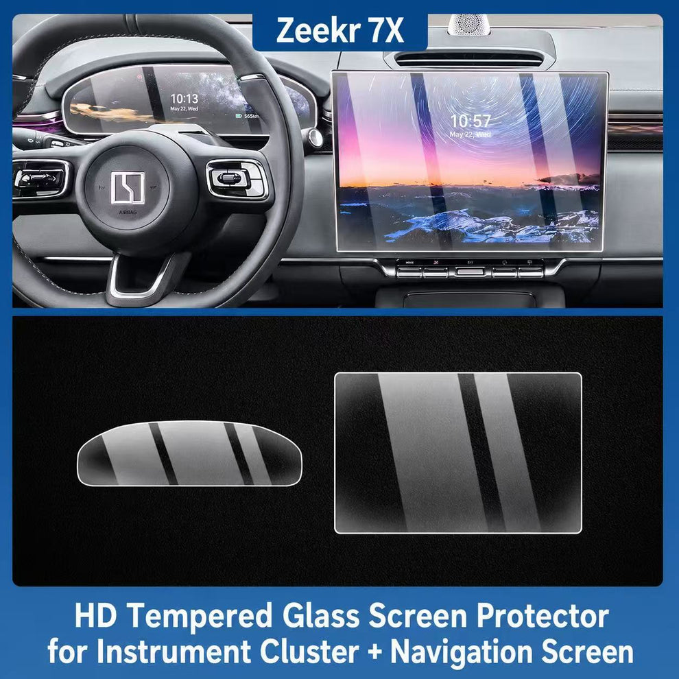 Screen Protector Set for Zeekr 7X (2024–2025) – Tempered Glass for Main & Dashboard Display