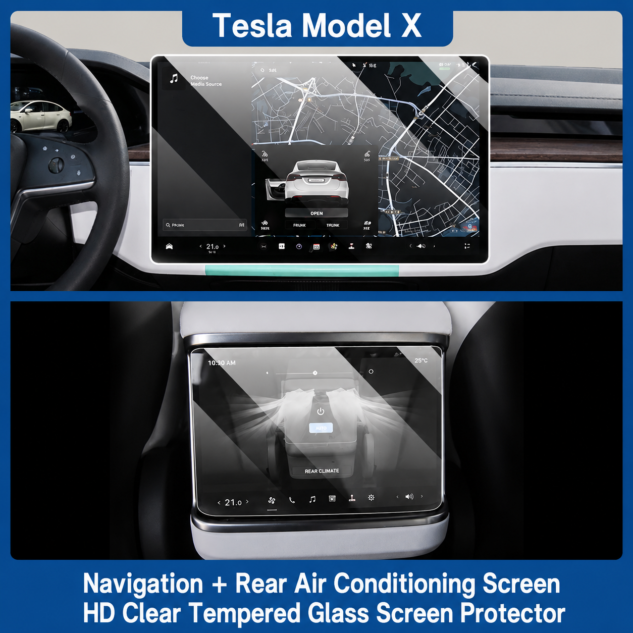 Screen Protector Set for Tesla Model Y Central Touchscreen & Rear Climate Control Screen (suitable for 23-25)